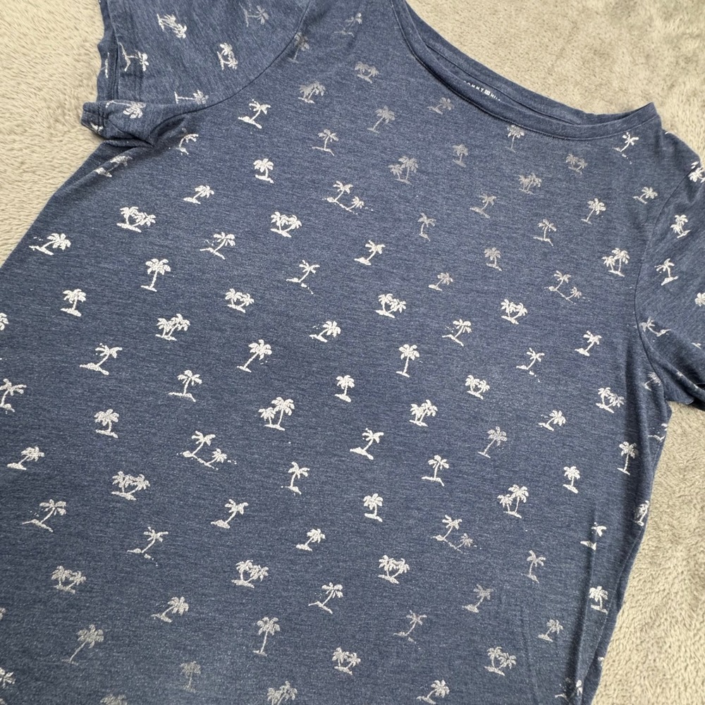 Tommy Hilfiger T-Shirt Womens XL Blue Excellent Palm Tree Print Cotton Blend Tee
